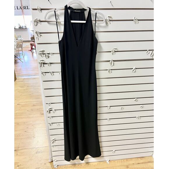 Elie Tahari Sleeveless Deep V-Neck Cocktail Maxi Dress Black Women's Size US 2 - Picture 1 of 5